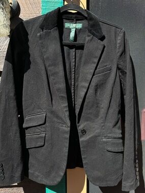 Ralph Lauren Black Velvet-Trim Single-Button Blazer